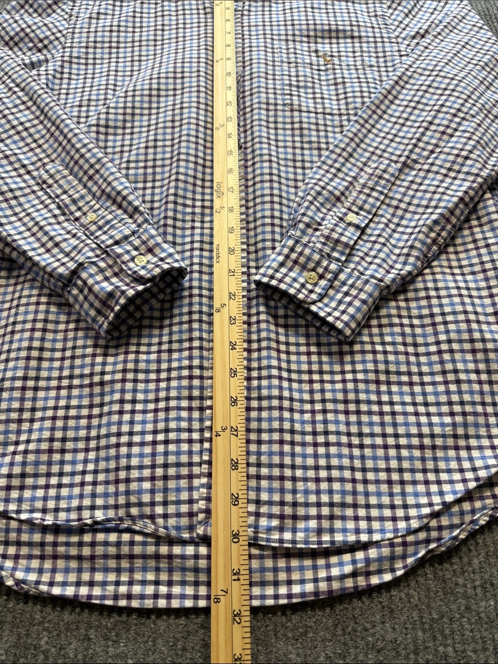 Polo by Ralph Lauren Blue White Black and Maroon Checked Pocket Shirt Large - Picture 5 of 10